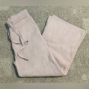 Tan Ribbed Lounge Wide Legged Pants